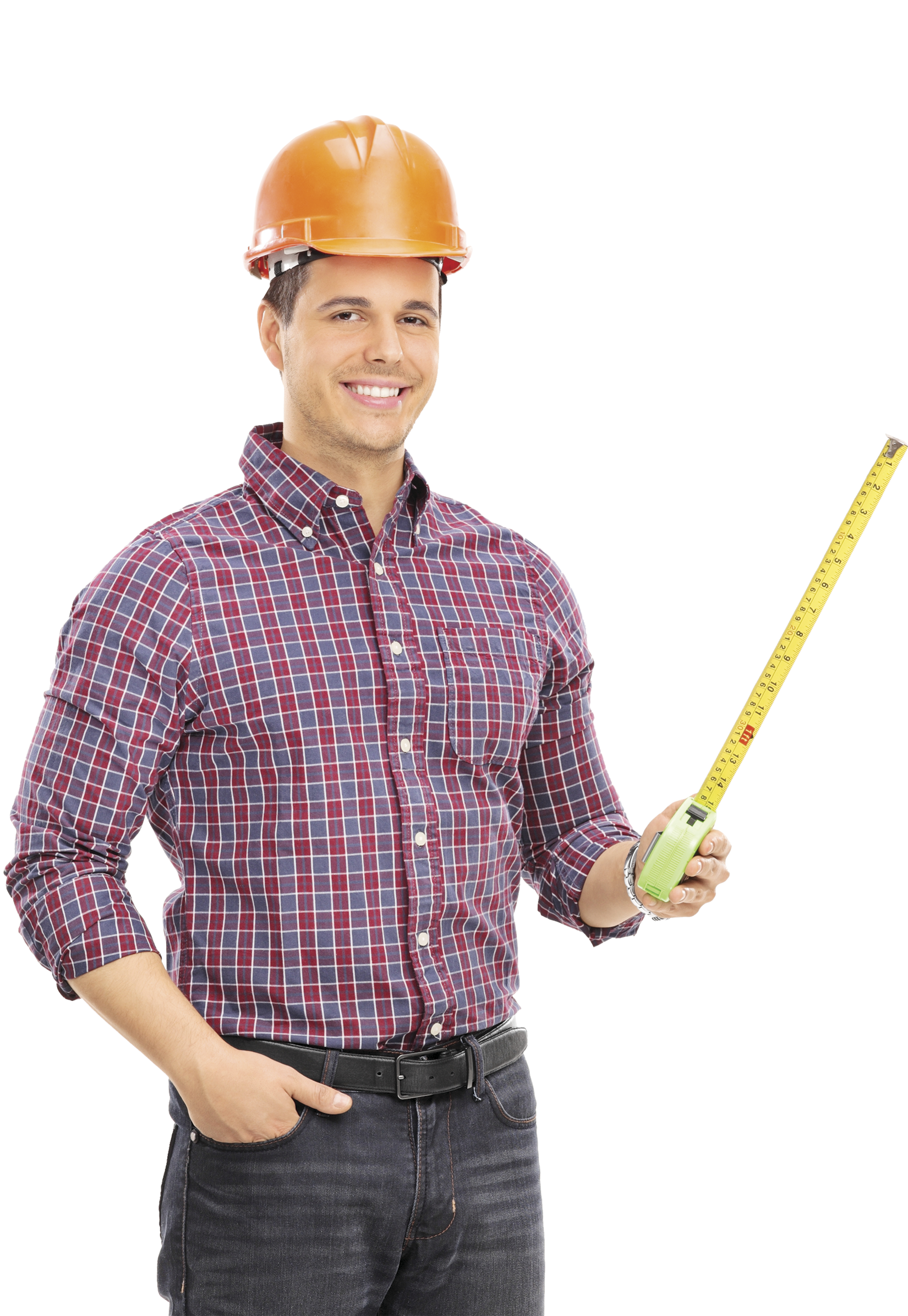 Homem com capacete de obra segurando plantas baixas